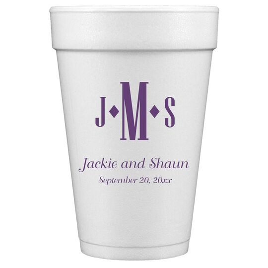 Condensed Monogram with Text Styrofoam Cups